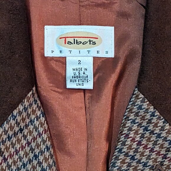 Talbots Vintage Brown Houndstooth Blazer Size 2P Preowned - Picture 8 of 8